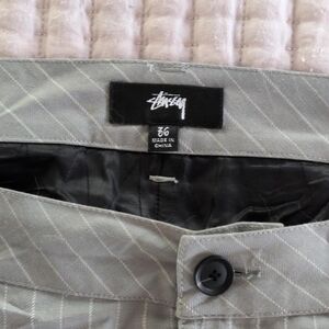 Stussy Men’s Light Gray Pinstripe Hybrid Shorts